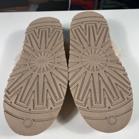 UGG Tan Moccasins with Cream Fur Trim - Picture 6 of 7